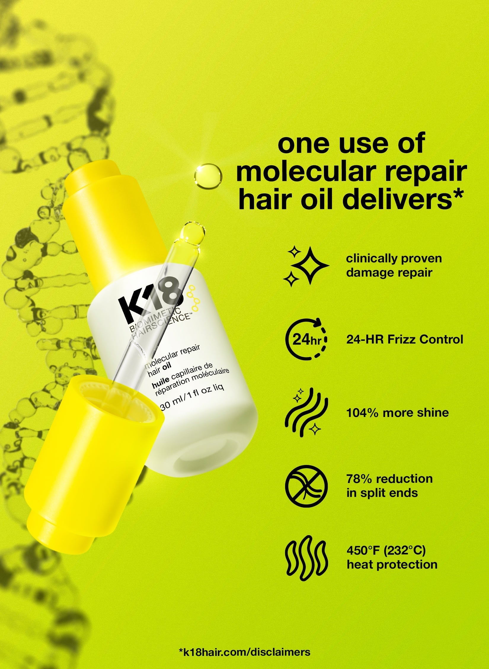 K18 Molecular Repair Hair Oil with Anti Frizz Benefits